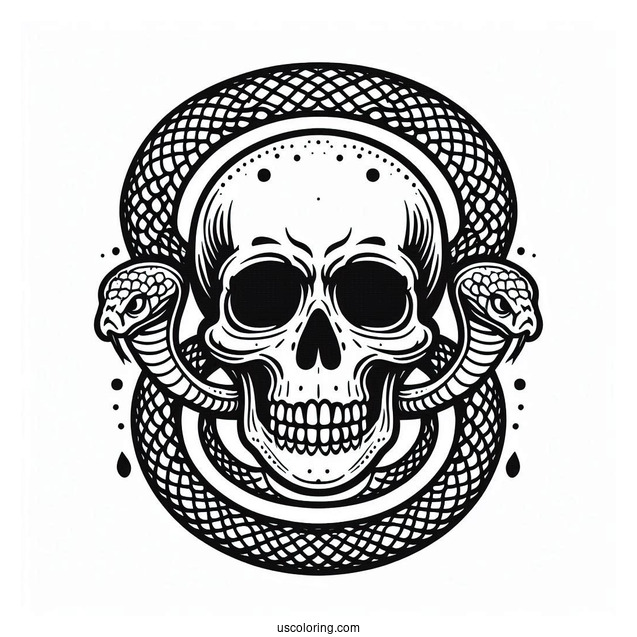 Skull And Snake Coloring Page