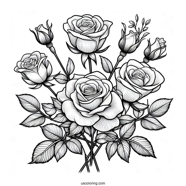 Bouquet Of Roses With Long Stems