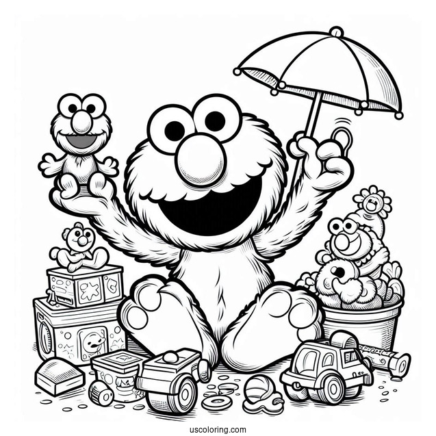 Elmo Playing With Toys With Friend