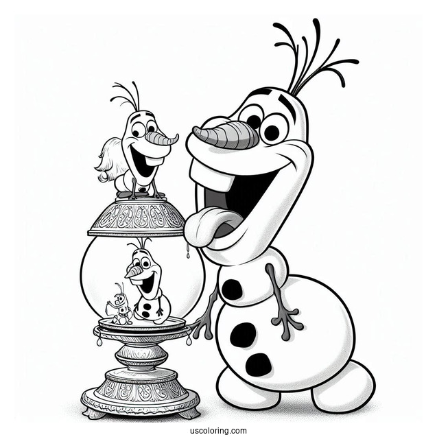 Olaf And Sven With Stuck Tongues On Lamp
