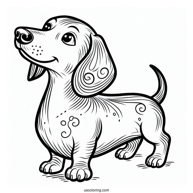 Easy Dachshund Coloring Page For Kids
