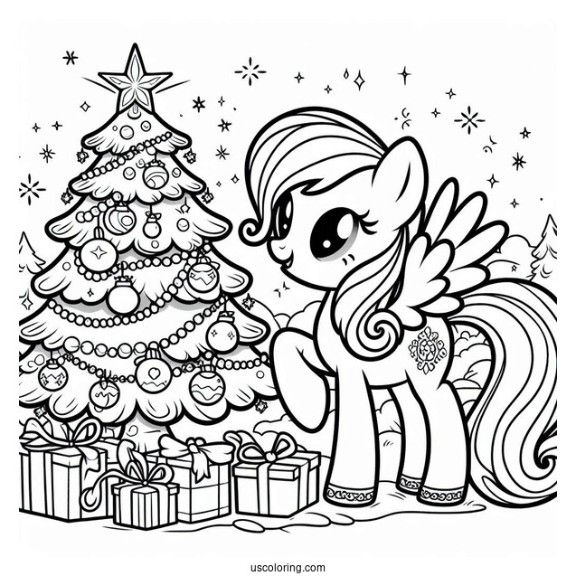 My Little Pony Decorating Christmas Tree To Color