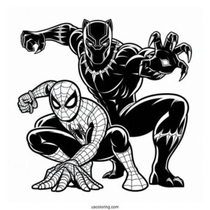 Black Panther And Spider Man Coloring Sheet