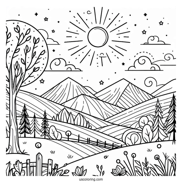 Simple Sprunki Coloring Page Sky Outline For Preschoolers