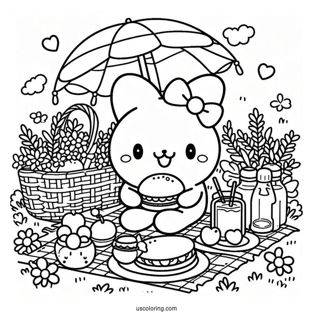 Pompompurin Picnic Date With Macaroon Coloring Sheet