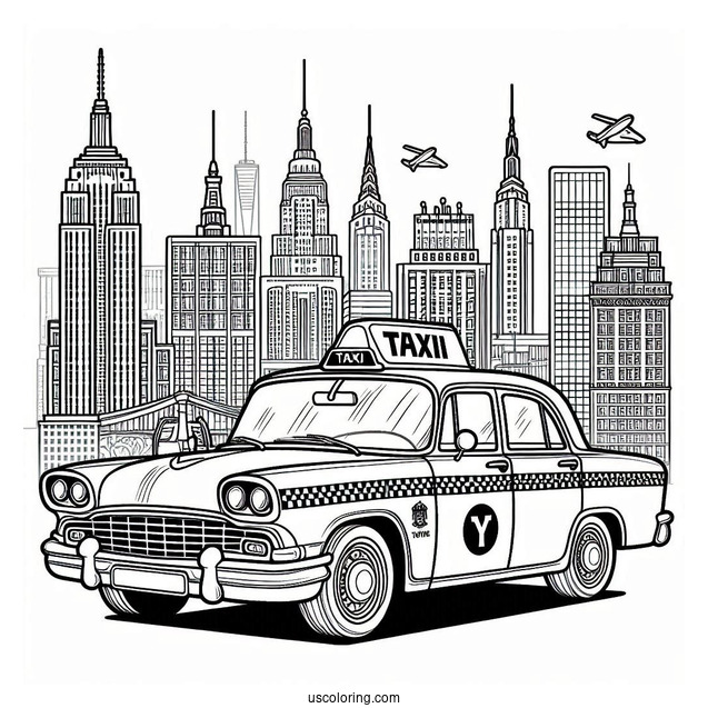 New York Coloring Page Of Taxi For Preschoolers