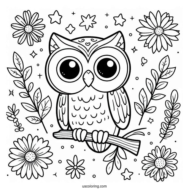 Easy Owl To Color For Preschoolers