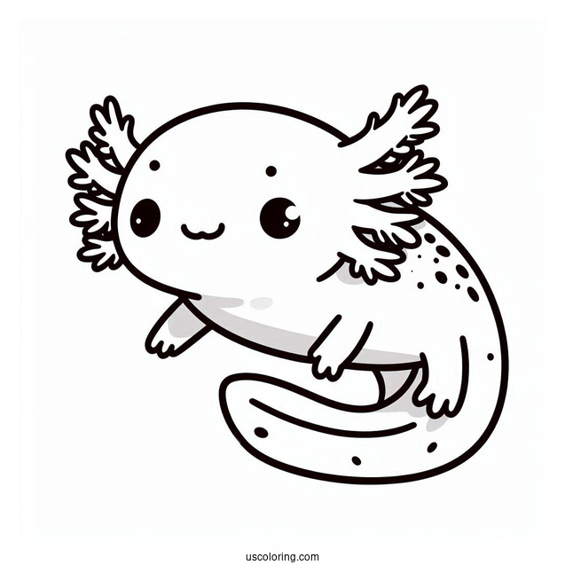 Easy Cartoon Axolotl Coloring Page For Preschoolers