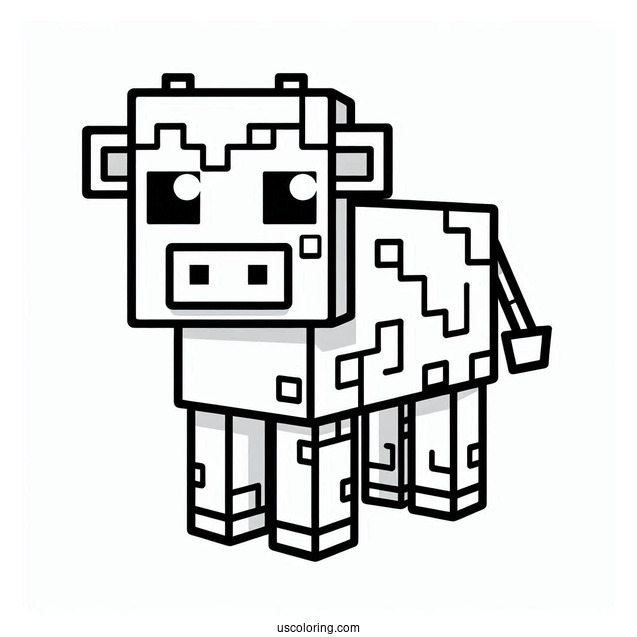 Minecraft Cow Coloring Page For Kids