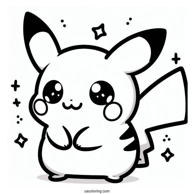 Kawaii Pichu Coloring Page For Preschoolers