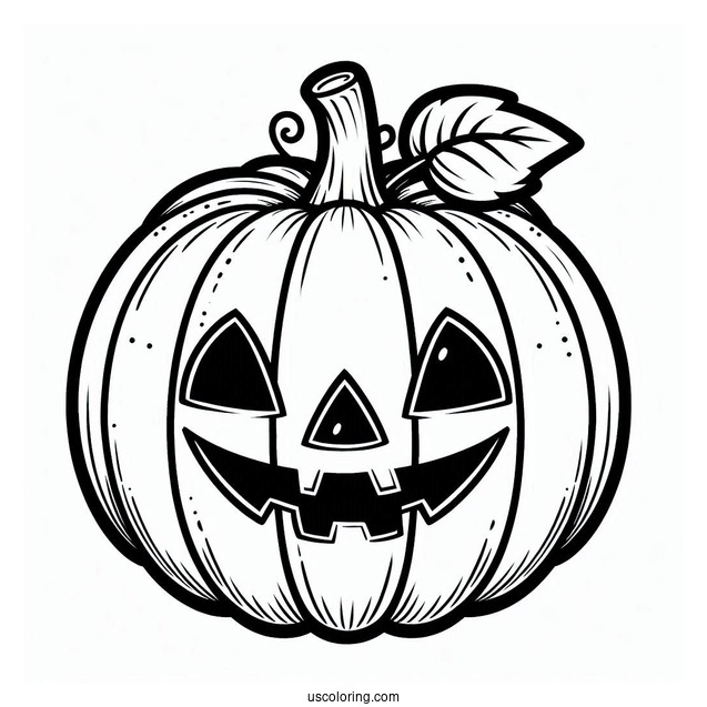 Pumpkin Coloring Page Of Jack O Lantern With Cut Out Eyes And Mouth