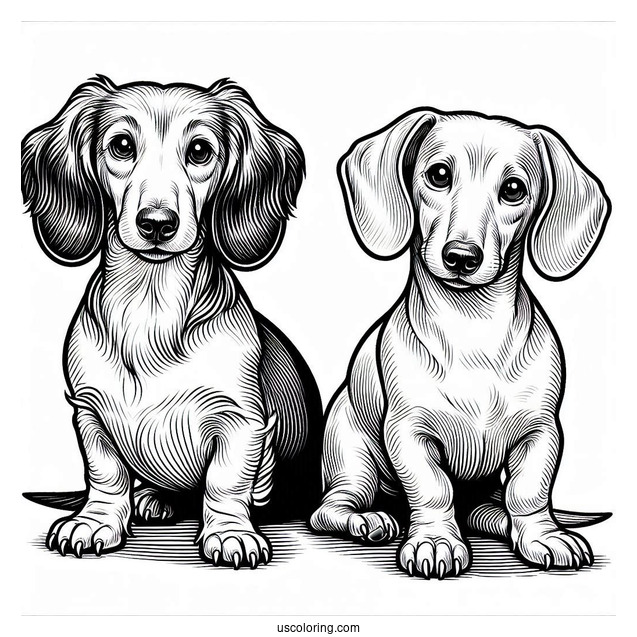 Two Dachshunds Posing For Picture