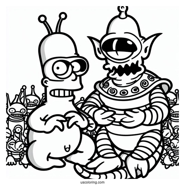 Simpsons Coloring Pages Of Kang And Kodos Simpsons Alien