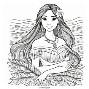 Detailed Coloring Page Pocahontas