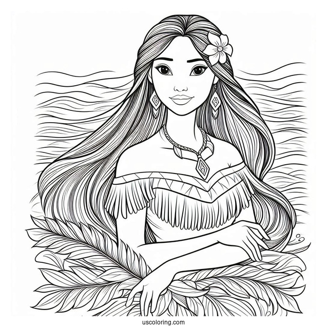 Detailed Coloring Page Pocahontas