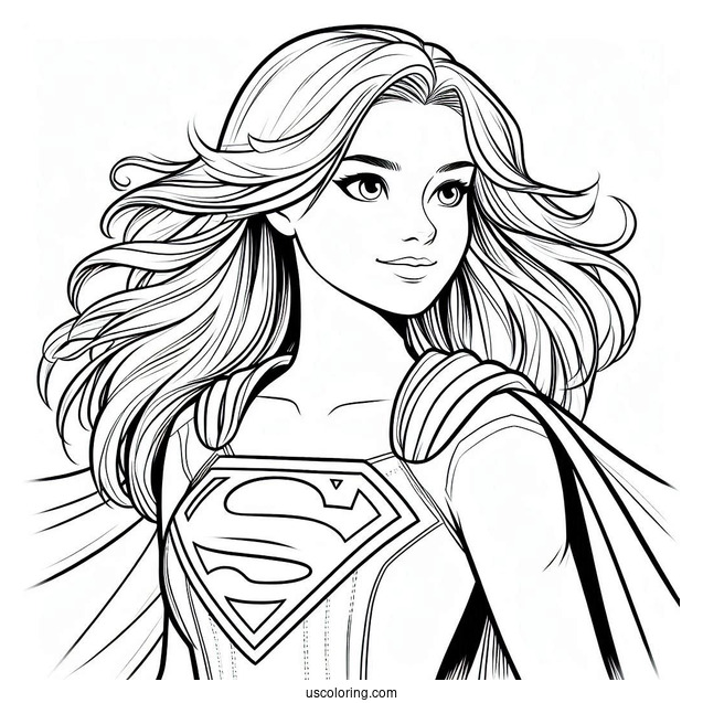 Young Kara Zor El Supergirl Coloring Page For Kids
