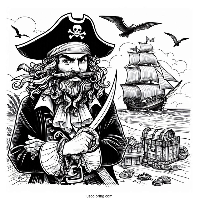Davy Jones Pirate Coloring Page