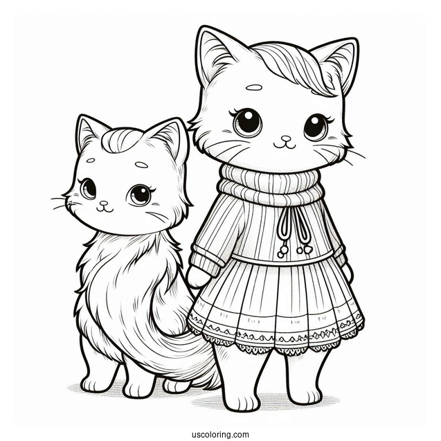 Cat With Clothes Standing Up