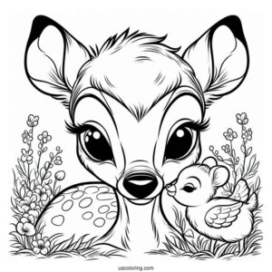 Bambi Nose-To-Nose With Faline Coloring Sheet