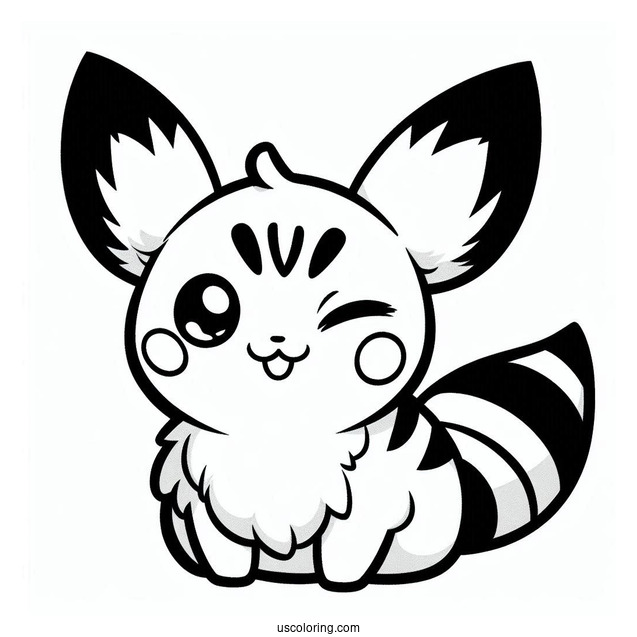 Winking Pichu Coloring Page For Kids