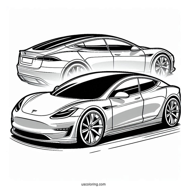 Tesla Roadster Coloring Page