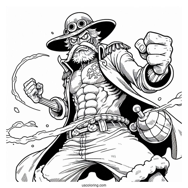 One Piece Coloring Page Of Old Sabo In Fighting Stance