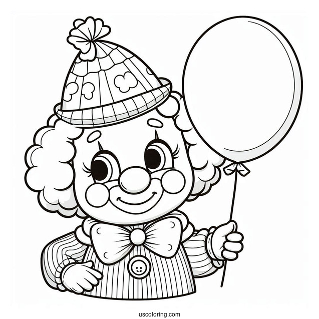 Clown Holding Balloon for Kids