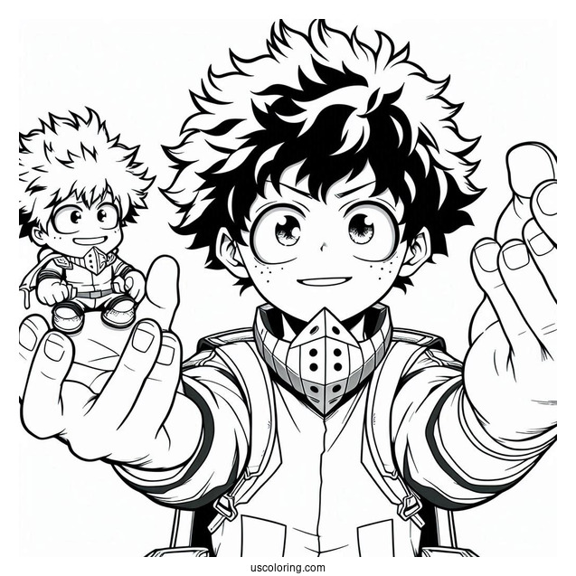 Deku Coloring Page Izuku Midoriya With His Hand Out