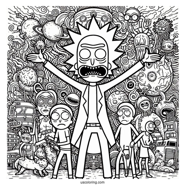 Detailed Rick And Morty TV Poster Coloring Page