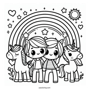 Easy Full Page Rainbow Friends Coloring Page Poster For Kids