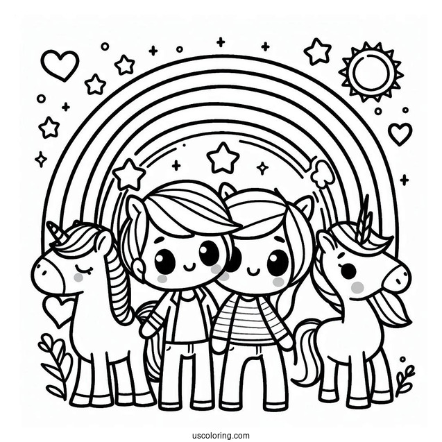 Easy Full Page Rainbow Friends Coloring Page Poster For Kids