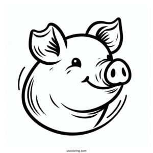 Simple Outline Of a Pigs Head To Color