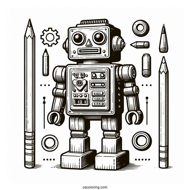 Vintage Lego Robot Coloring Picture