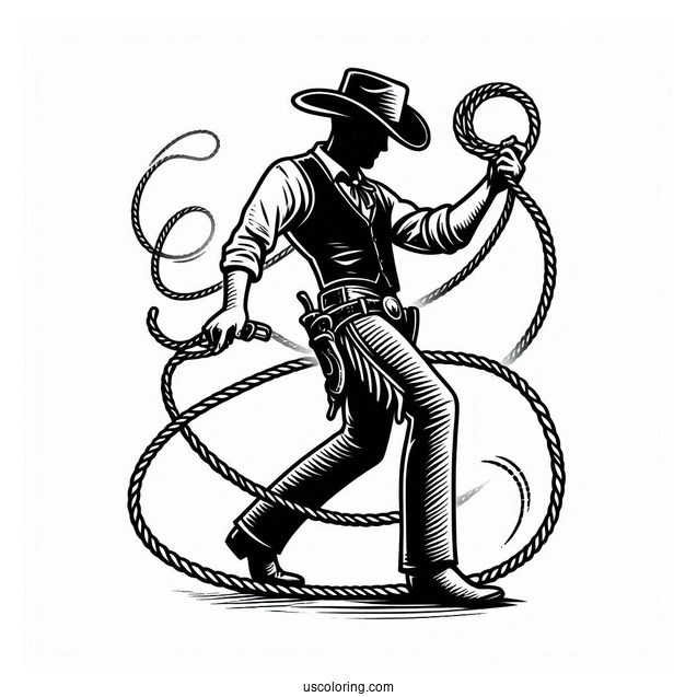 Cowboy Coloring Page With Lasso