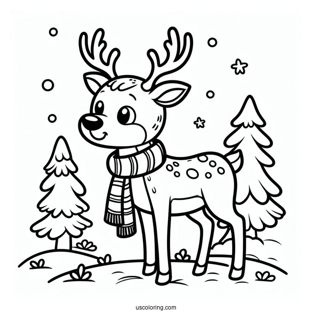 Cartoon Themed Reindeer To Color