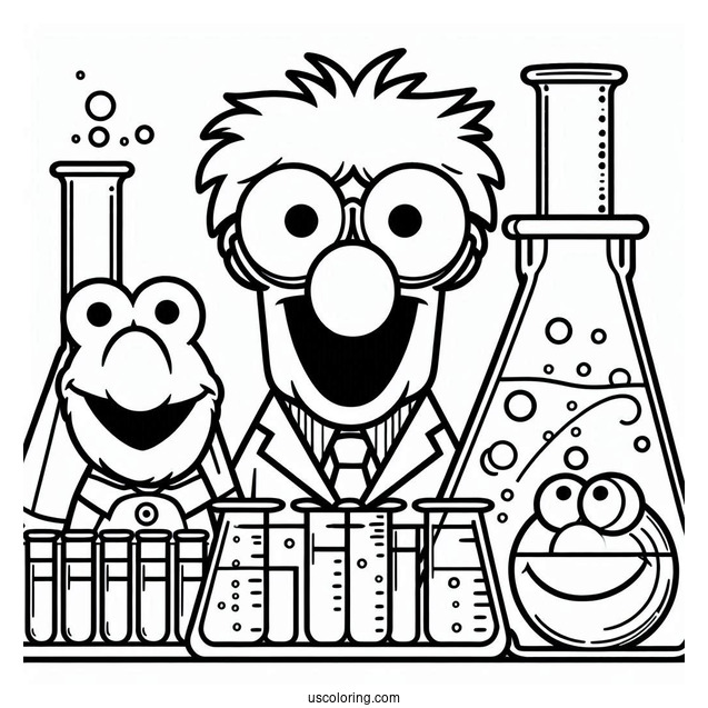 Muppets Coloring Page Of Simple Beaker Outline