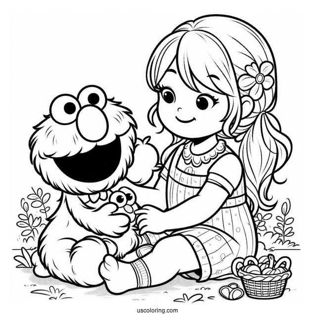 Elmo Playing With Kid Muppet