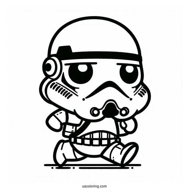 Cute Chibi Stormtrooper Coloring Page Running For Preschoolers