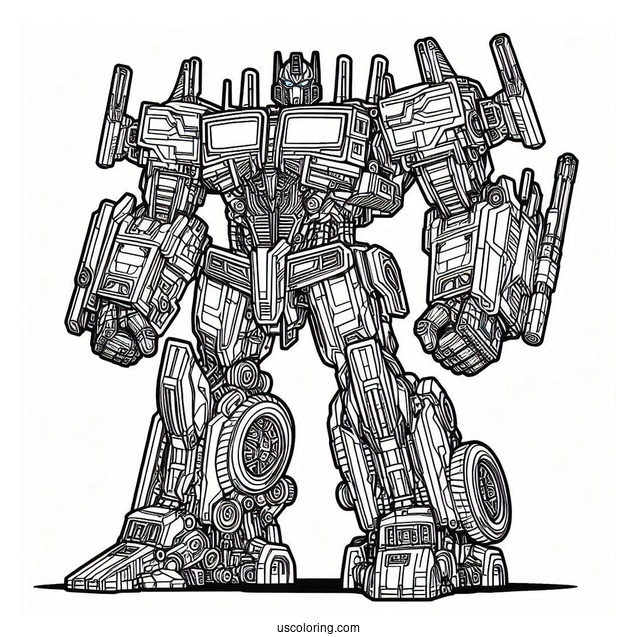 Intricate Outline Of Optimus Prime Coloring Page