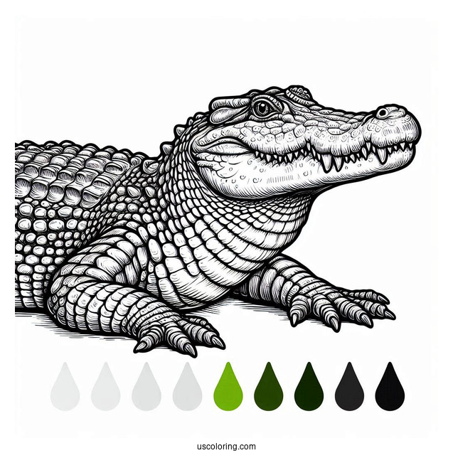 Realistic Coloring Page Of American Crocodile