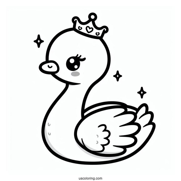 Kawaii Swan Coloring Page Princess