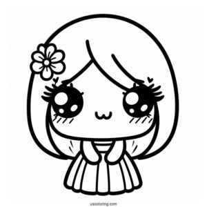 Female Shy Guy Coloring Page With Lashes And Dress