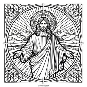 Detailed Jesus Coloring Pages Stained Glass
