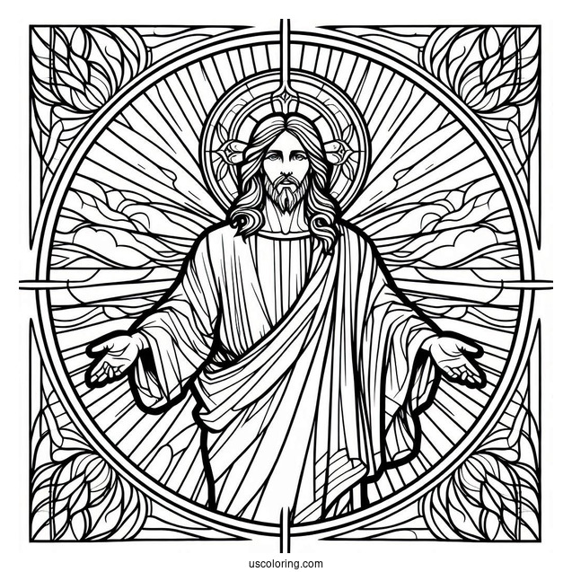 Detailed Jesus Coloring Pages Stained Glass
