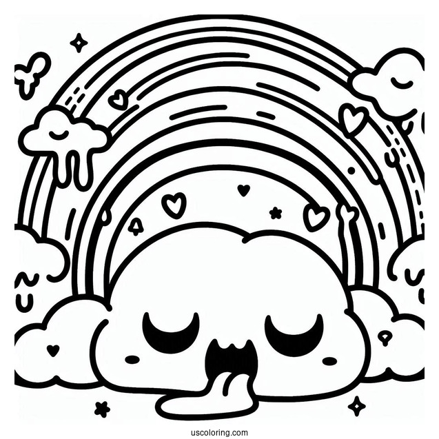 Blue Rainbow Friends Coloring Page With Drool