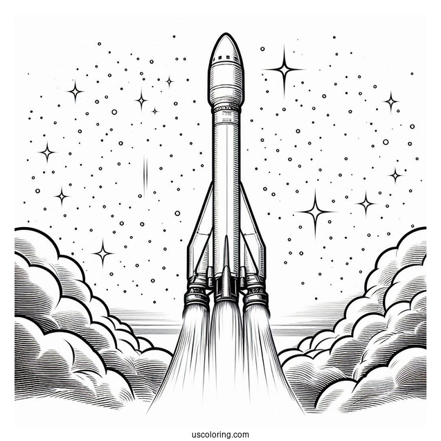 Coloring Page Of SpaceX Falcon Rocket Booster