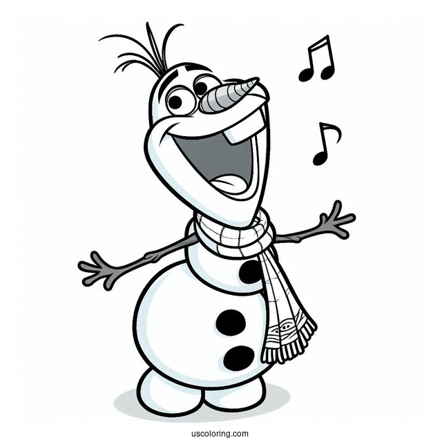 Singing Olaf Coloring Sheet