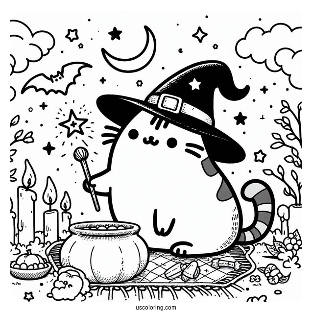 Halloween Witch Pusheen Casting a Spell