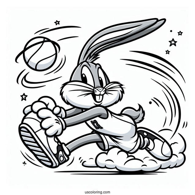 Bugs Bunny Dribbling Ball Coloring Page