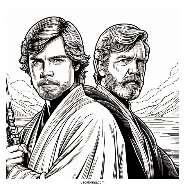 Luke Skywalker And Obi-Wan Kenobi Back-To-Back